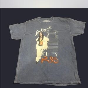 Aaliyah Queen of R&B Graphic T-Shirt Faded Blue Short Sleeve ALA2050XX Small